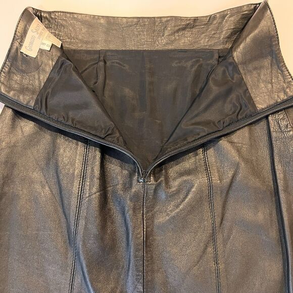 Vintage Giorgio Saint Angel Leather Pencil Skirt 6 Dinkie Tang‎ High Waisted 80s - Picture 11 of 13